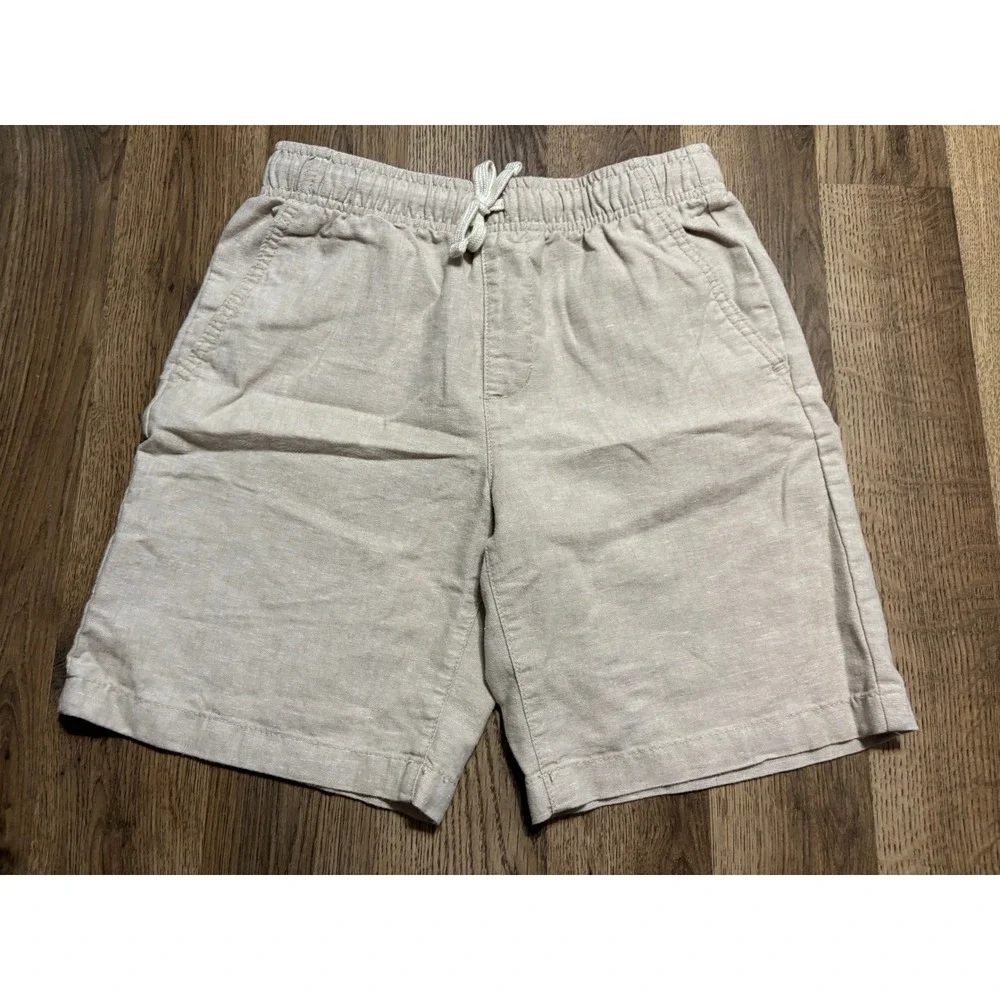 Old Navy Shorts Boys Size XL Beige Linen Blend Drawstring Elastic Waist Casual